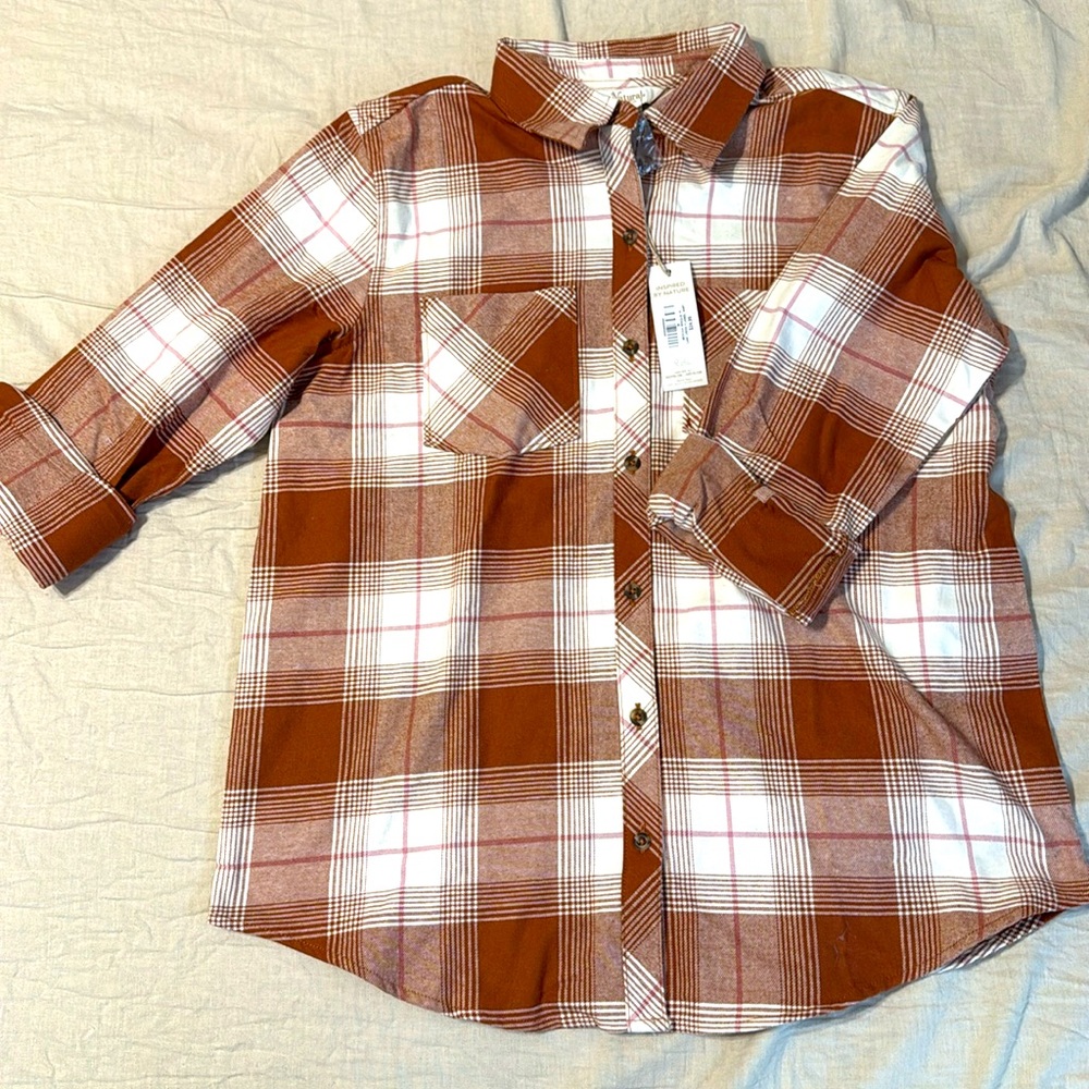 Natural Selections, Adult Medium, New, Burnt Orange and White, Flannel
